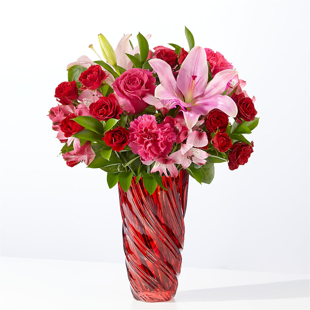 In Love Bouquet with Luxe Swirl Vase – Bloomtopia, New Bedford MA