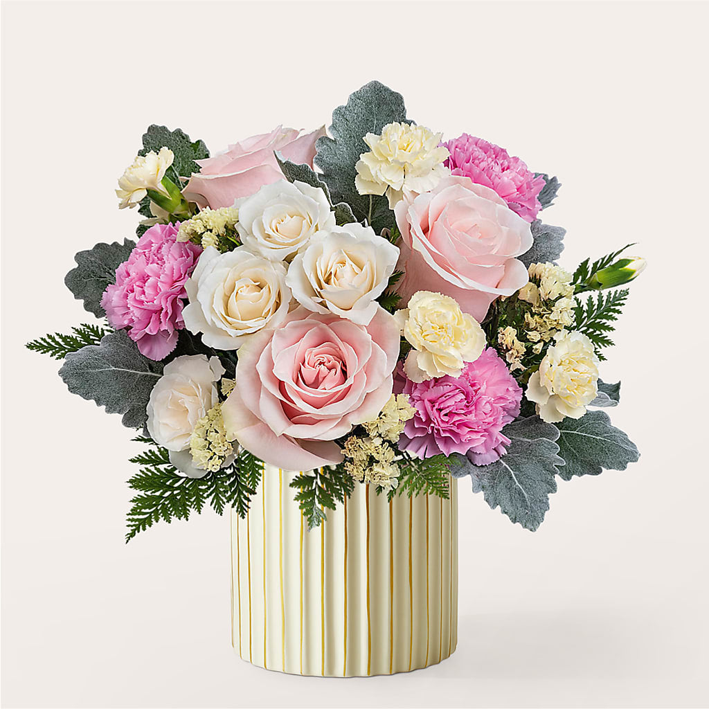 Blissful Moments Bouquet with Ivory Vase – Bloomtopia, New Bedford MA