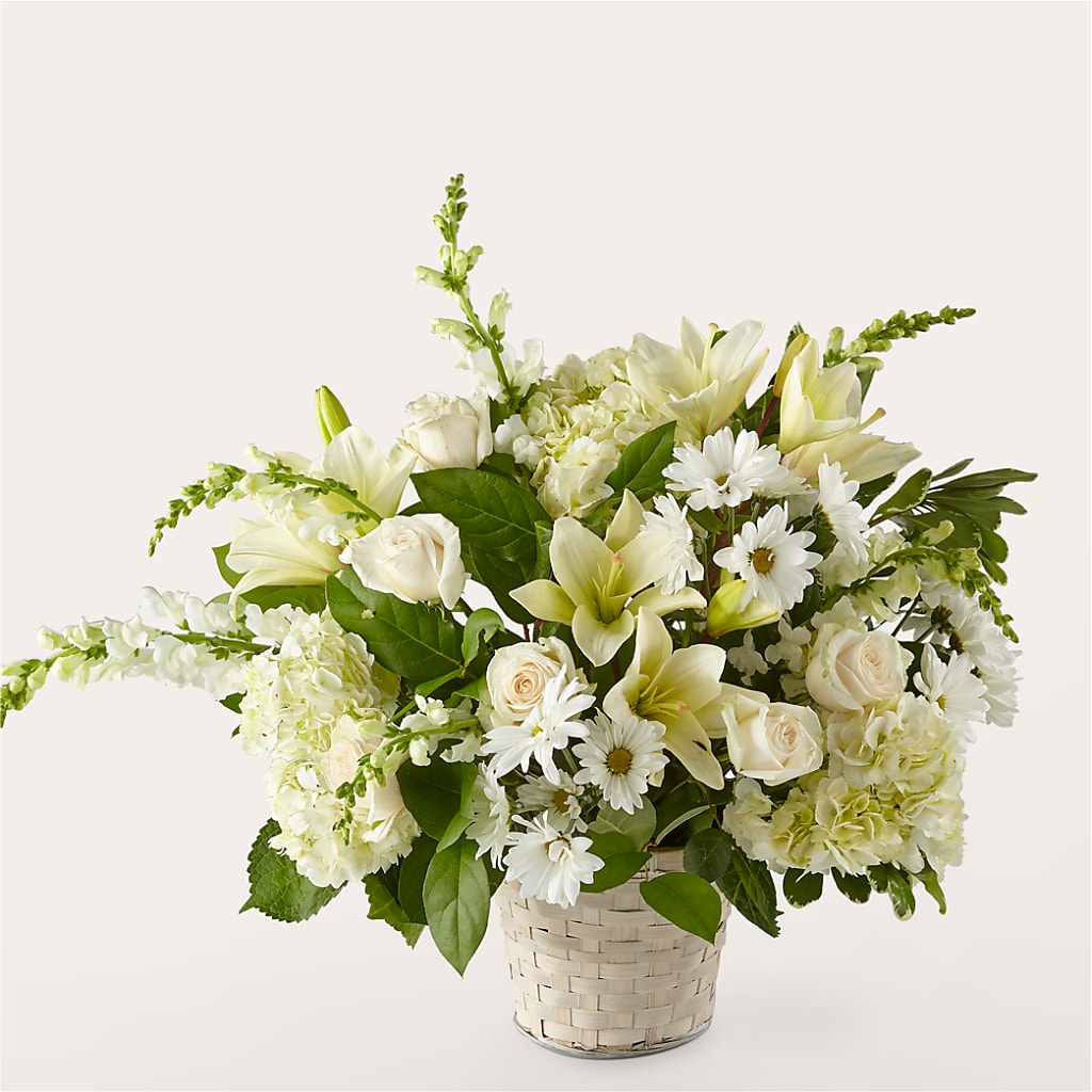 Ivory Elegance Floral Basket – Bloomtopia, New Bedford MA