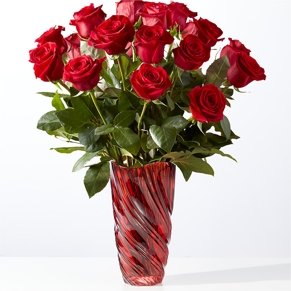 Classic Love Red Rose Bouquet with Luxe Swirl Vase – Bloomtopia, New Bedford MA