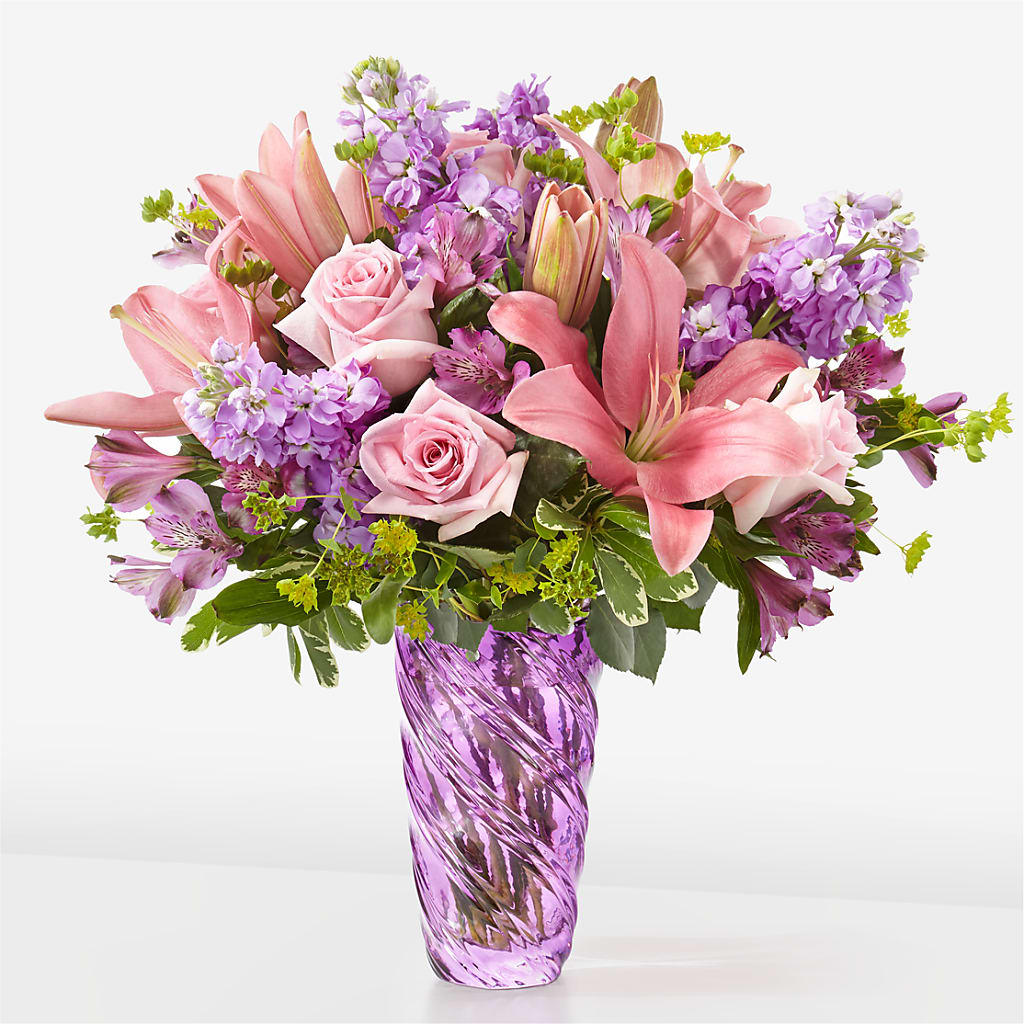 Precious Petals Bouquet with Luxe Swirl Vase – Bloomtopia, New Bedford MA