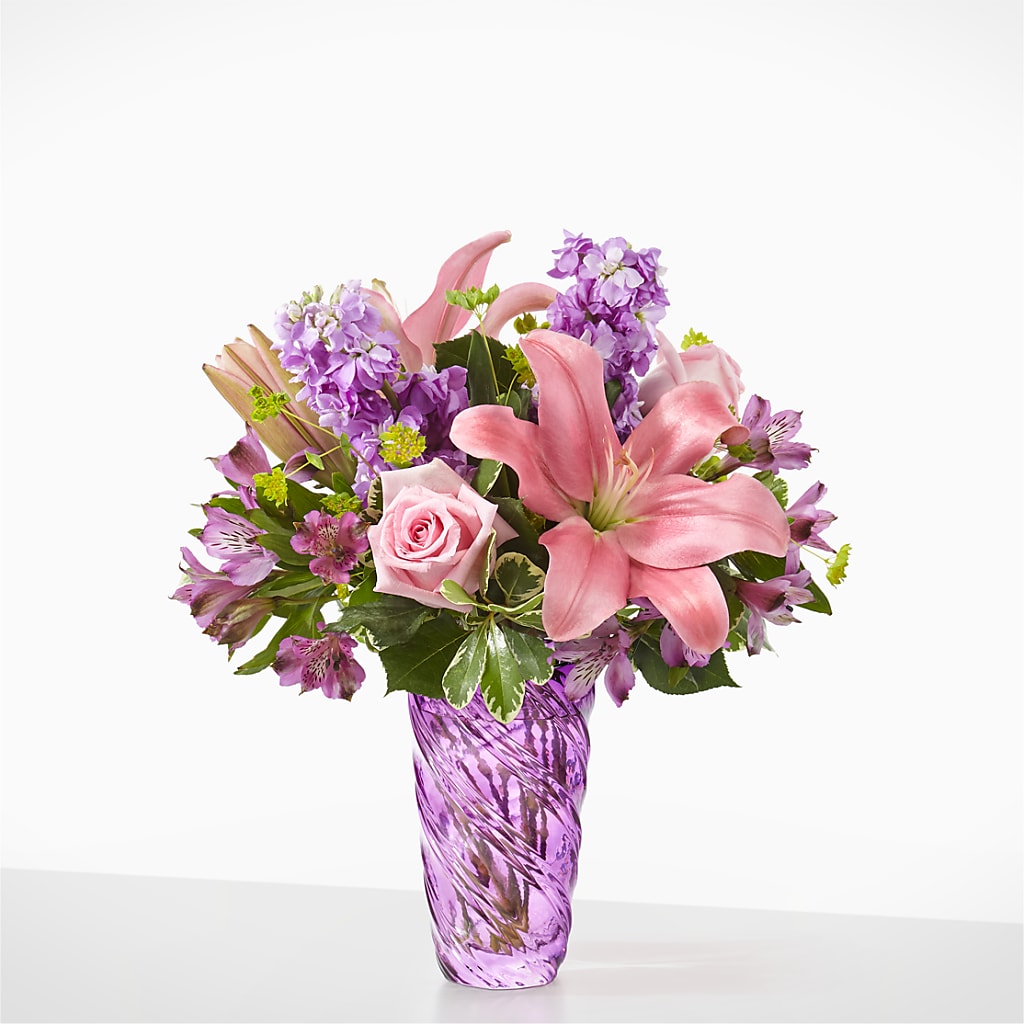 Precious Petals Bouquet with Luxe Swirl Vase – Bloomtopia, New Bedford MA