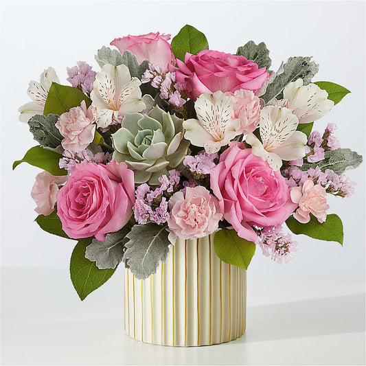 Dusty Rose Bouquet with Ivory Vase –  Bloomtopia, New Bedford MA
