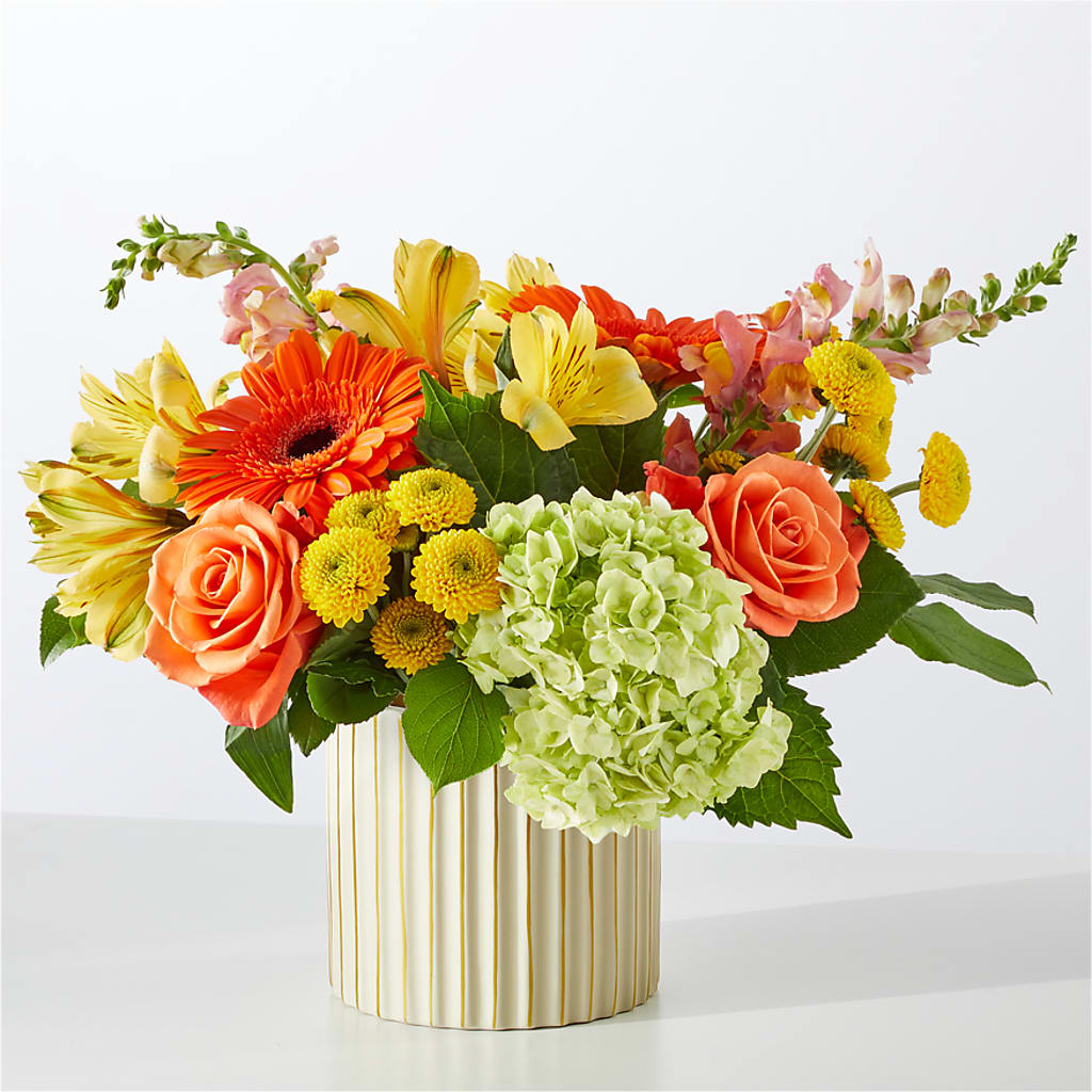 Autumn Sunshine Bouquet with Ivory Vase –  Bloomtopia, New Bedford MA