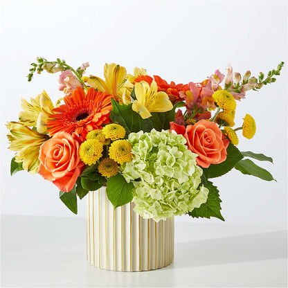 Autumn Sunshine Bouquet with Ivory Vase –  Bloomtopia, New Bedford MA