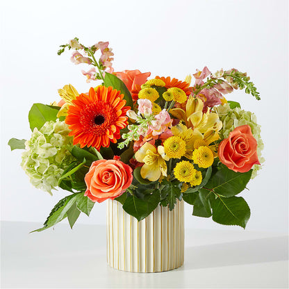 Autumn Sunshine Bouquet with Ivory Vase –  Bloomtopia, New Bedford MA