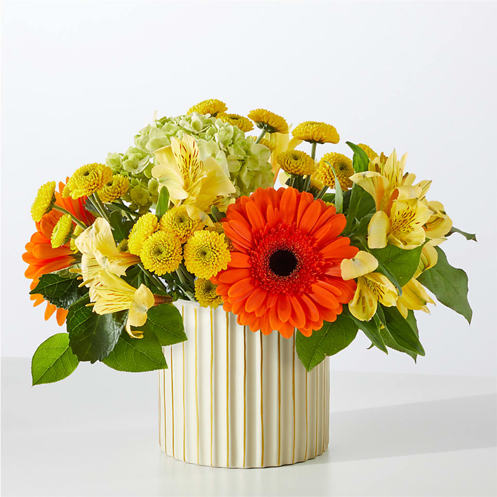 Autumn Sunshine Bouquet with Ivory Vase –  Bloomtopia, New Bedford MA