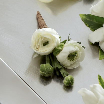 White Ranunculus Boutonniere –  Bloomtopia, New Bedford MA